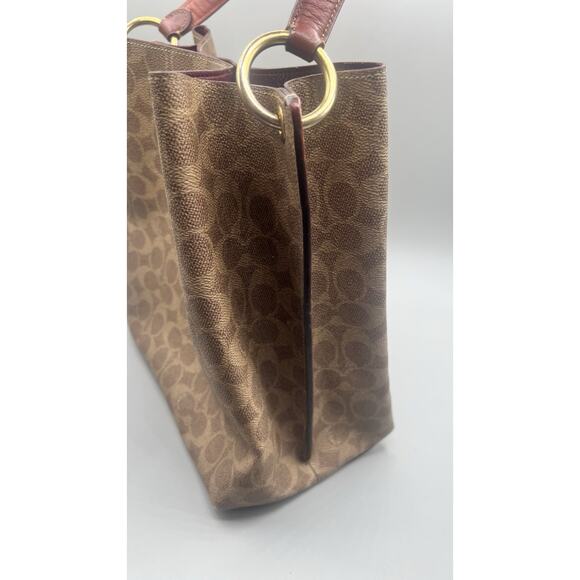 COACH Willow Bucket Bag Signature Brown Canvas Turn-Lock 10x10x6 Authentic Cert - Picture 8 of 16